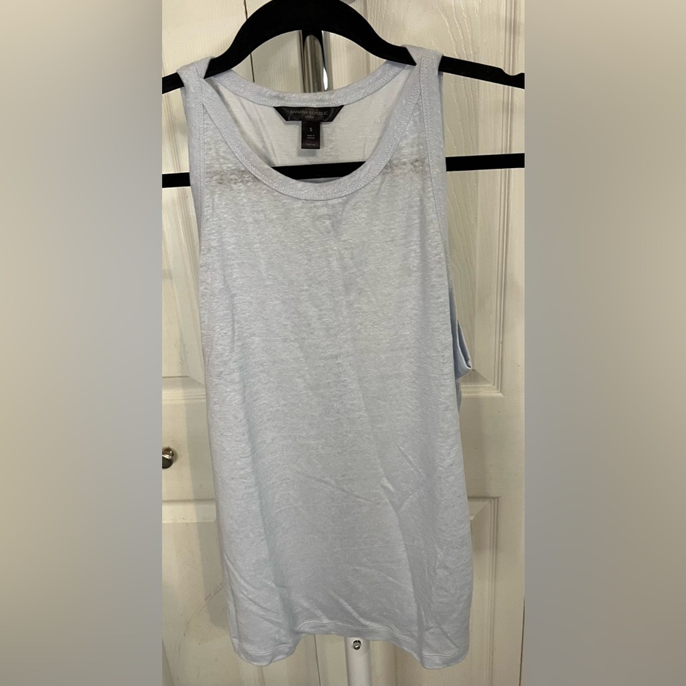 Banana Republic Linen S Small Light Blue Tank Top